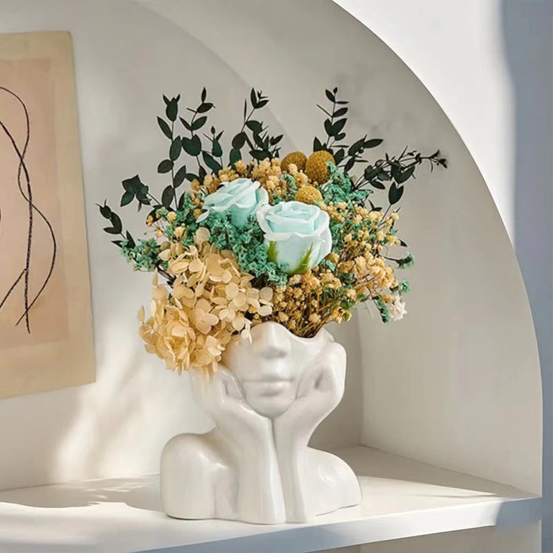 White Vinyl Face Vase