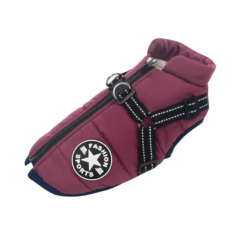 Pet Dog Jacket with Harness Winter Warm Dog Clothes Waterproof