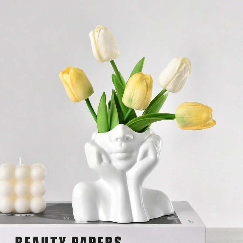 White Vinyl Face Vase
