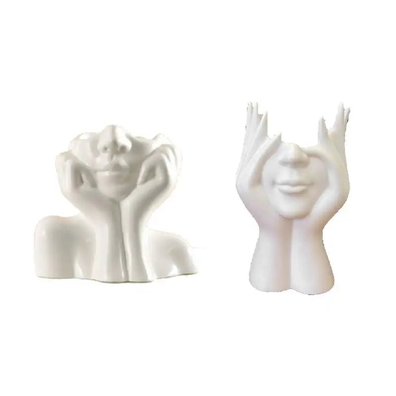 White Vinyl Face Vase