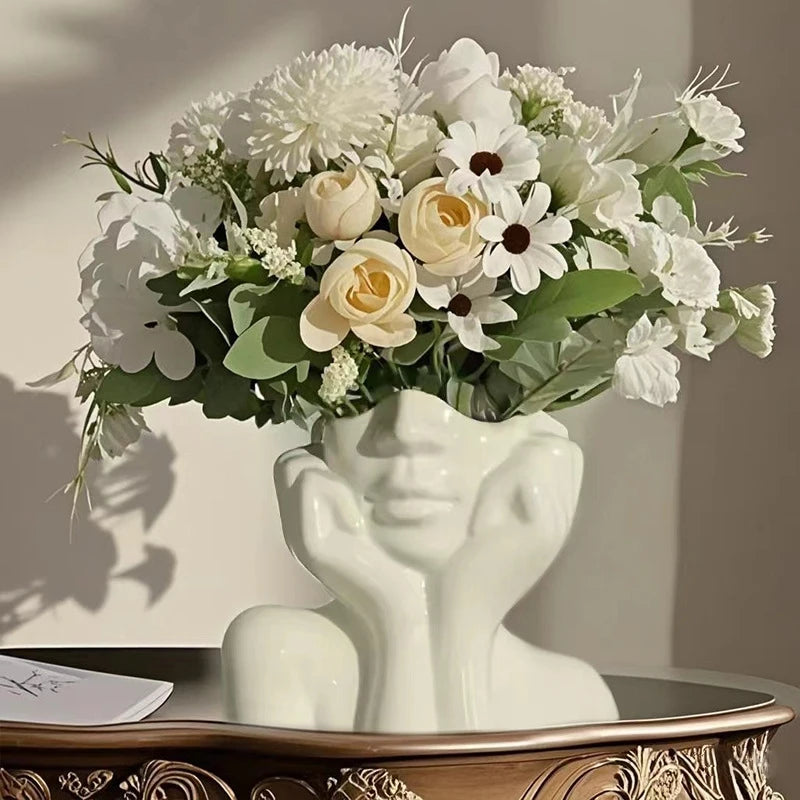 White Vinyl Face Vase