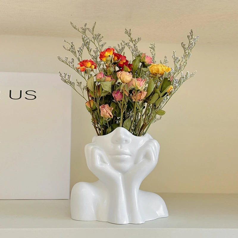 White Vinyl Face Vase