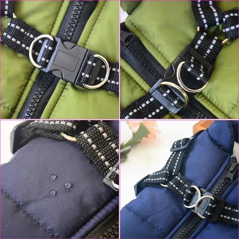 Pet Dog Jacket with Harness Winter Warm Dog Clothes Waterproof