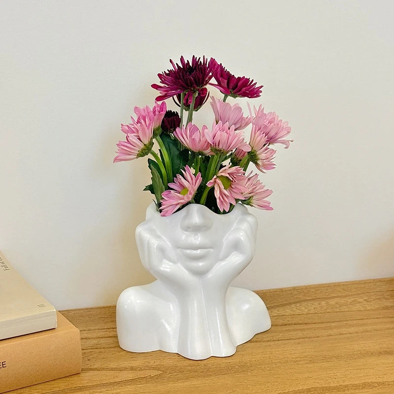 White Vinyl Face Vase