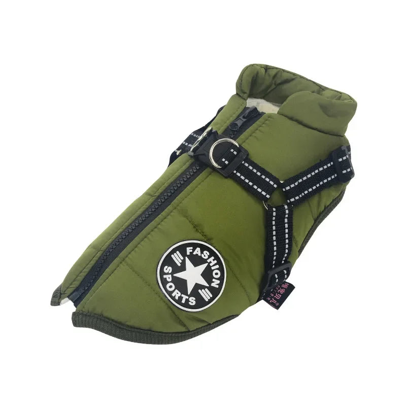 Pet Dog Jacket with Harness Winter Warm Dog Clothes  Waterproof 