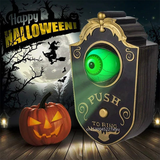 Halloween Decoration One Eyed Doorbell Horror Props Glowing Hanging Piece Door Hanging Plastic Doorbell Eyeball Bell Decor Gift
